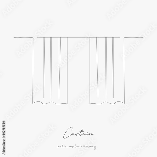 continuous line drawing. curtain. simple vector illustration. curtain concept hand drawing sketch line.