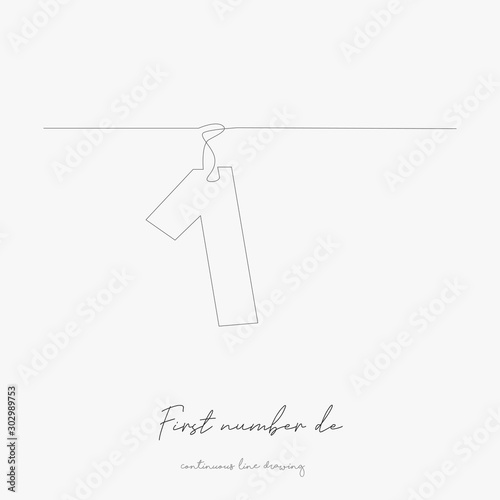 continuous line drawing. first number de. simple vector illustration. first number de concept hand drawing sketch line.