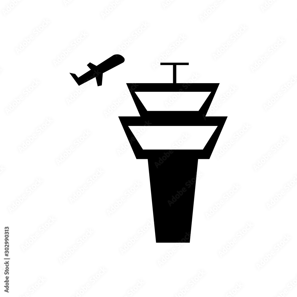 Airfield and airplane sign - black icons Airfield and airplane sign - black icons