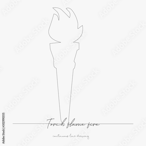 continuous line drawing. torch flame fire. simple vector illustration. torch flame fire concept hand drawing sketch line.
