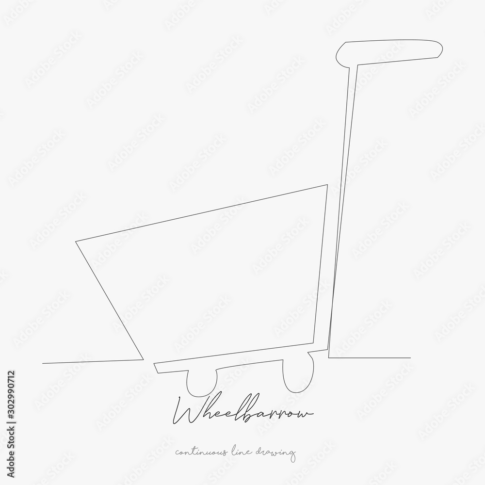 continuous line drawing. wheelbarrow. simple vector illustration