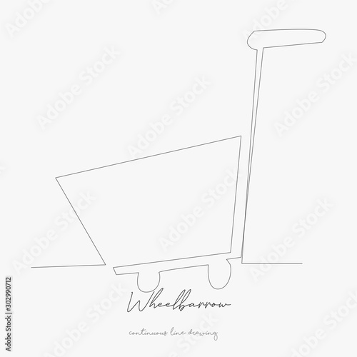 continuous line drawing. wheelbarrow. simple vector illustration. wheelbarrow concept hand drawing sketch line.