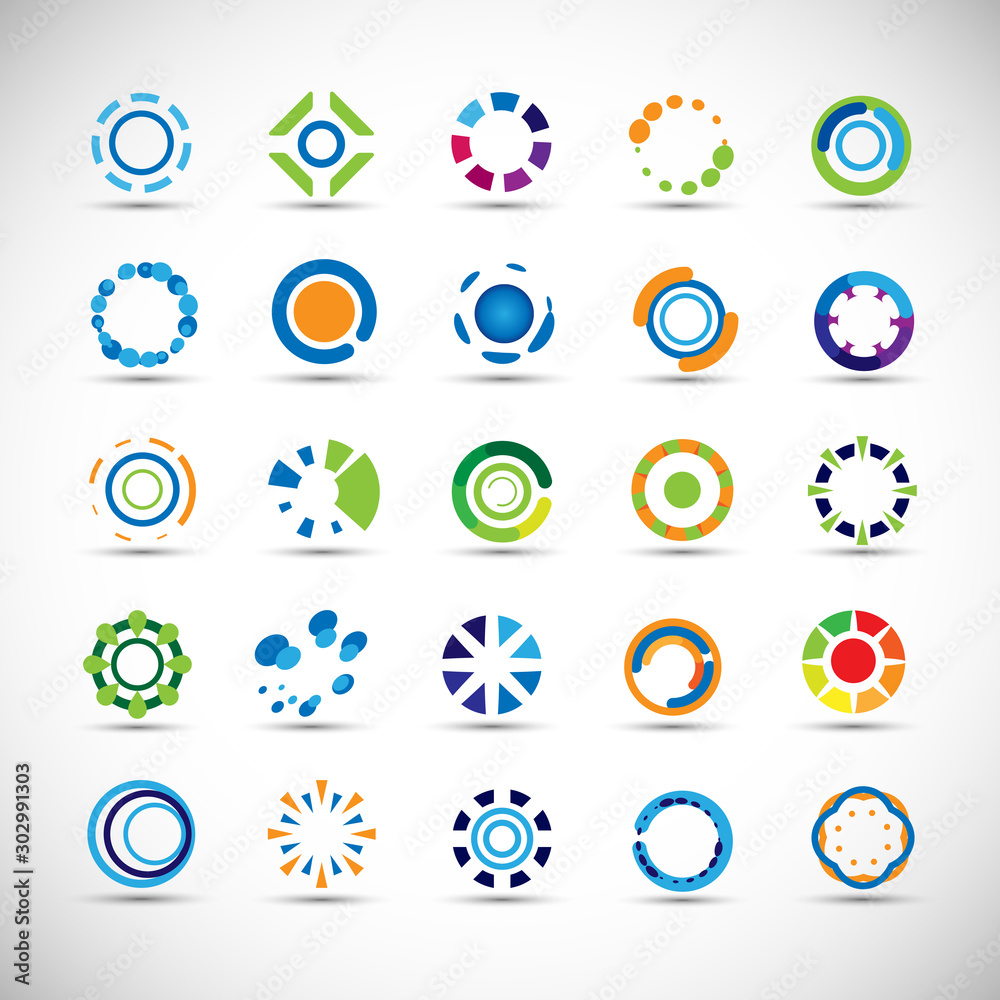 Abstract Circle Icon Set. Vector Isolated On Gray. Abstract Circle For Company Symbol, Dot Logo, Technology Icon And Element Design.Creative Circle Icons For Dot And Tech Logo. Abstract Round Template Abstract Circle Icon Set. Vector Isolated On Gray. Abstract Circle For Company Symbol, Dot Logo, Technology Icon And Element Design.Creative Circle Icons For Dot And Tech Logo. Abstract Round Template
