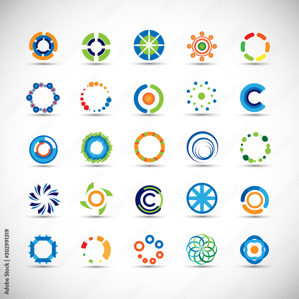 Abstract Circle Icon Set. Vector Isolated On Gray. Abstract Circle For ...