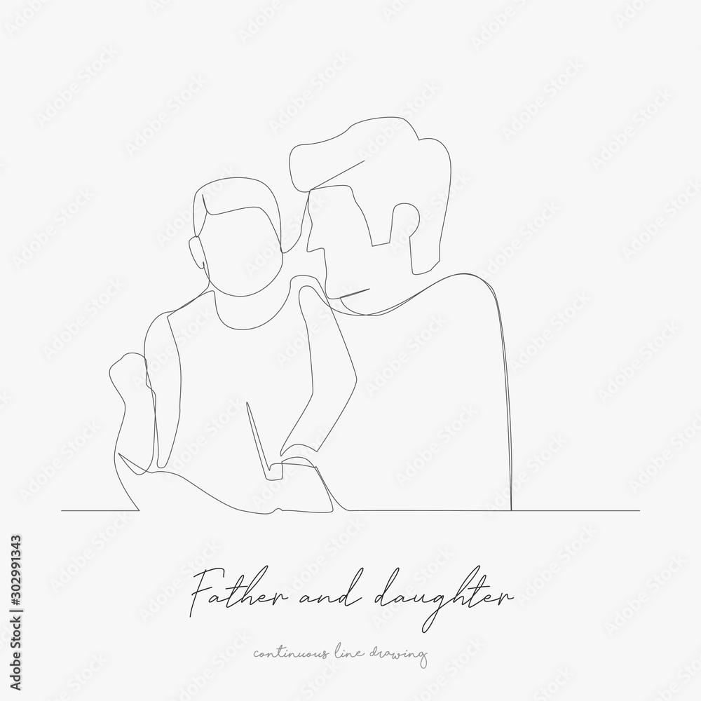 continuous line drawing. father and daughter. simple vector illustration. father and daughter concept hand drawing sketch line. continuous line drawing. father and daughter. simple vector illustration. father and daughter concept hand drawing sketch line.