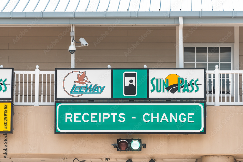 Fort Myers, USA April 29, 2018 Road street highway green signs for