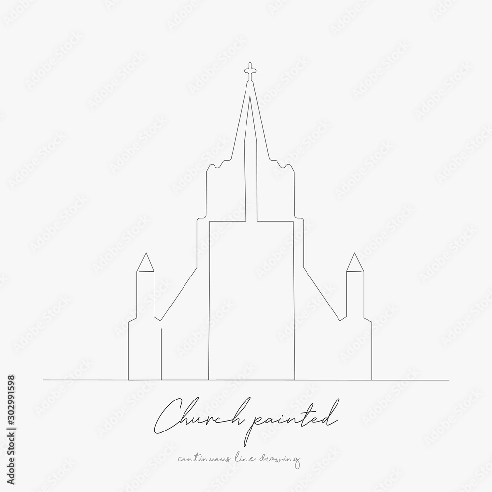 Fototapeta premium continuous line drawing. church painted. simple vector illustration. church painted concept hand drawing sketch line.