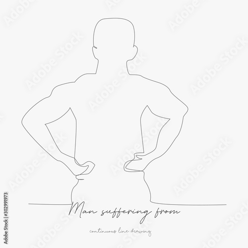 continuous line drawing. man suffering from back pain. simple vector illustration. man suffering from back pain concept hand drawing sketch line.