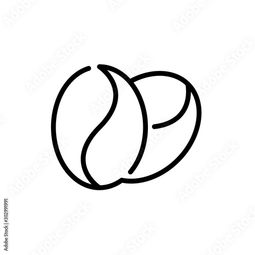 Icono plano lineal granos de café en color negro