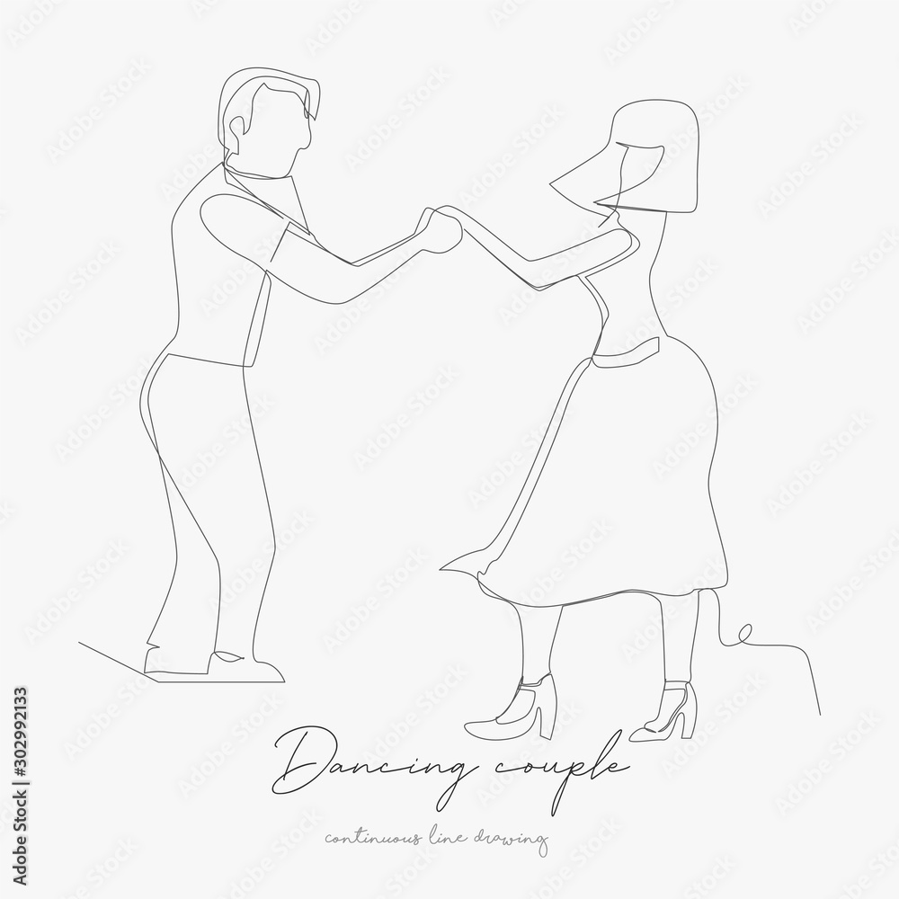 continuous line drawing. dancing couple. simple vector illustration