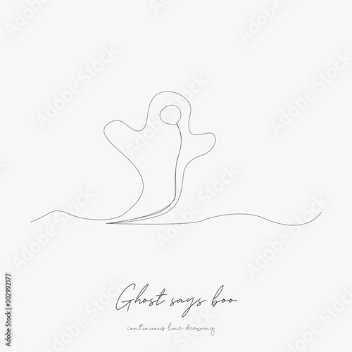 continuous line drawing. ghost says boo. simple vector illustration. ghost says boo concept hand drawing sketch line.