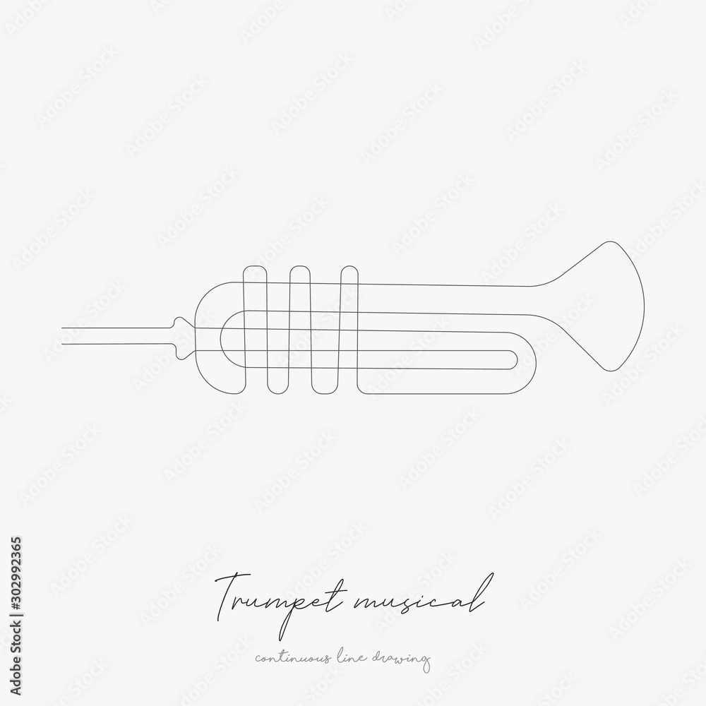 continuous line drawing. trumpet musical. simple vector illustration. trumpet musical concept hand drawing sketch line.