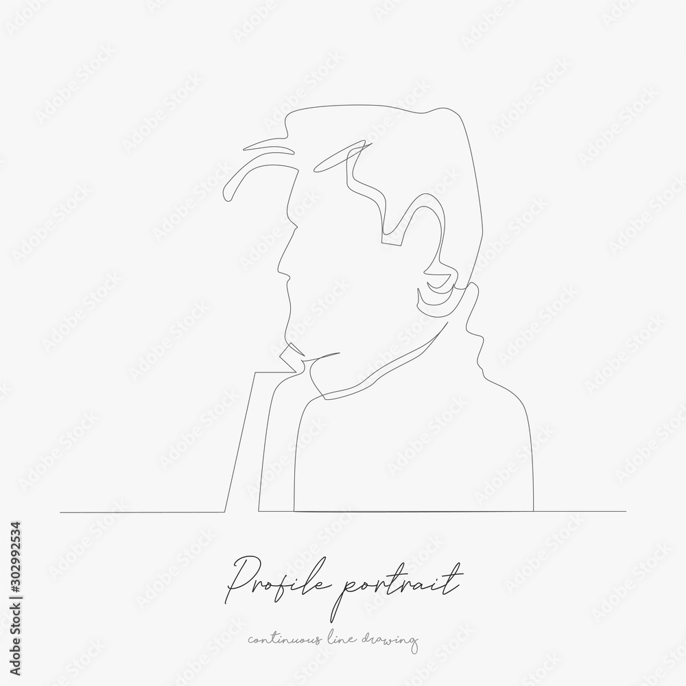 continuous line drawing. profile portrait of unhappy man. simple vector illustration. profile portrait of unhappy man concept hand drawing sketch line.