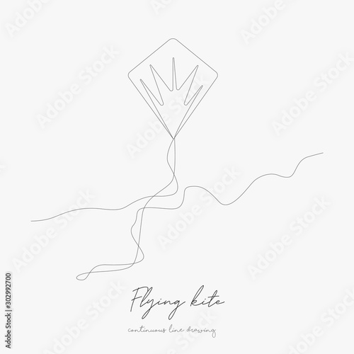 continuous line drawing. flying kite. simple vector illustration. flying kite concept hand drawing sketch line.