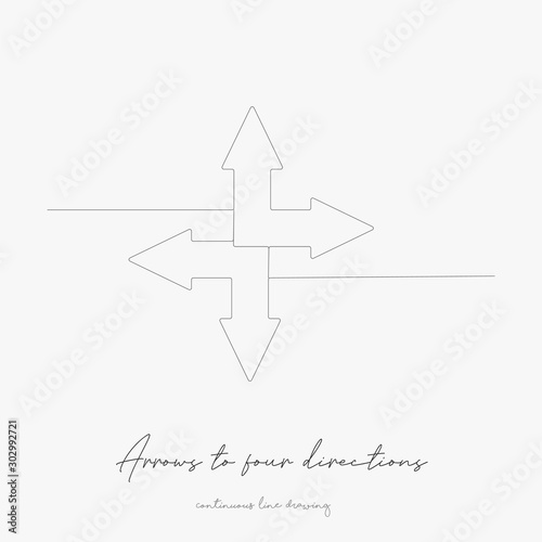 continuous line drawing. arrows to four directions. simple vector illustration. arrows to four directions concept hand drawing sketch line.