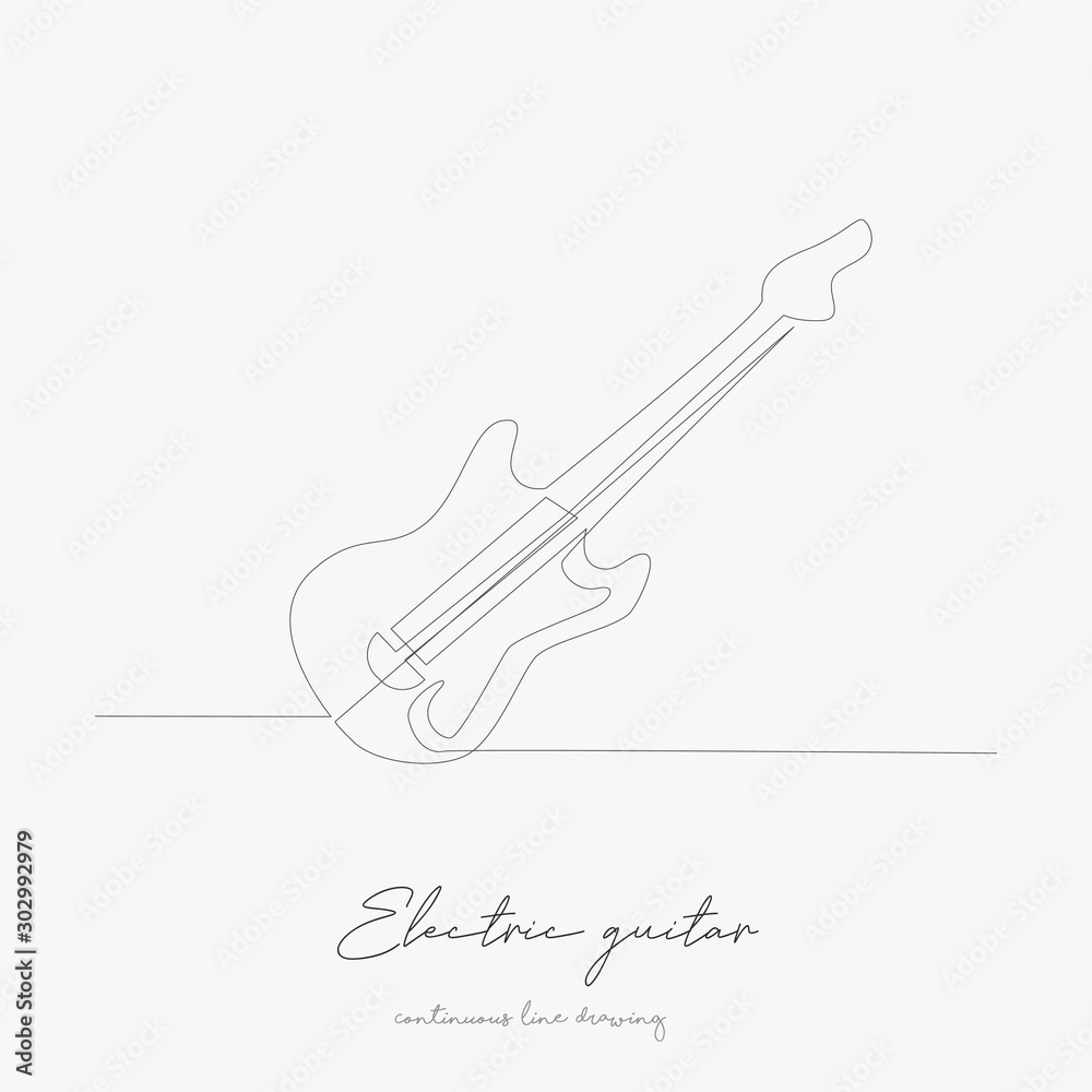 Obraz premium continuous line drawing. electric guitar. simple vector illustration. electric guitar concept hand drawing sketch line.