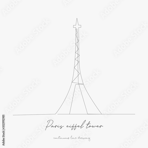 continuous line drawing. paris eiffel tower. simple vector illustration. paris eiffel tower concept hand drawing sketch line.