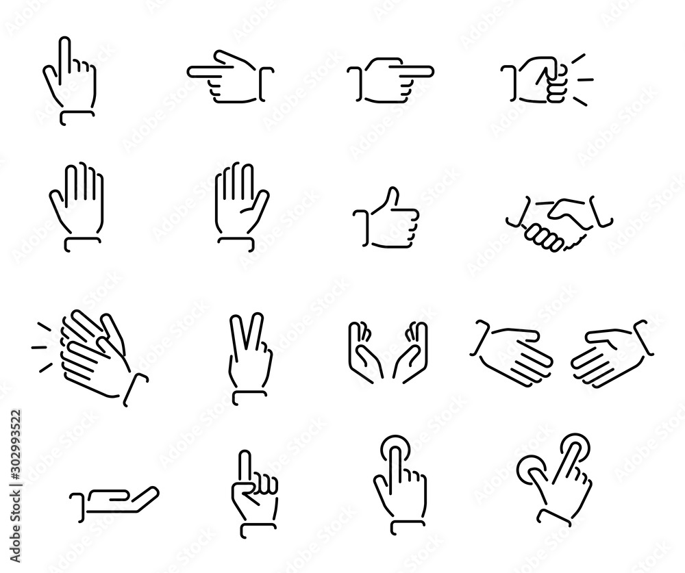 Hands icons set - obrazy, fototapety, plakaty 