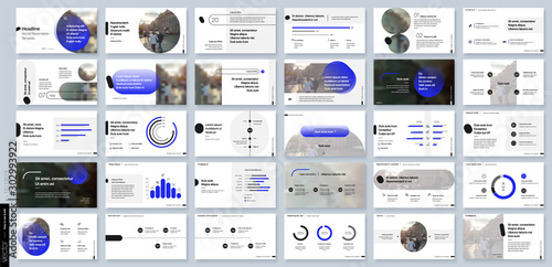 Blue presentation templates elements on a white background. Vector infographics. Use in Presentation, flyer and leaflet, corporate report, marketing, advertising, annual report, banner.