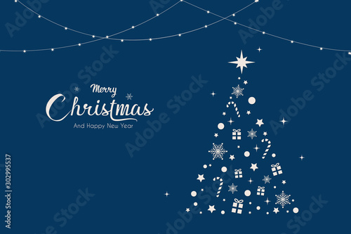 Christmas greeting card with christmas tree