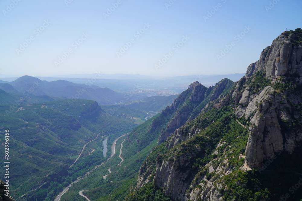 View of mountains in Montserrat Spain