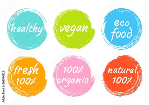 vector colorful brush strokes circles with text