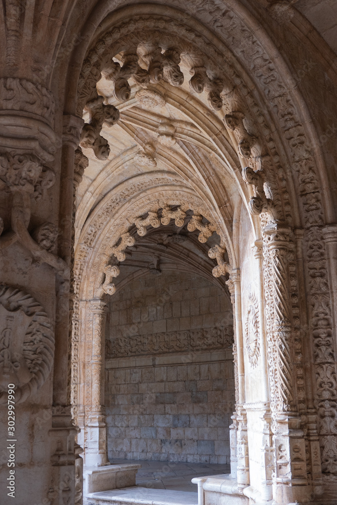 Archways in an old monastery in Portugal,vertical 
