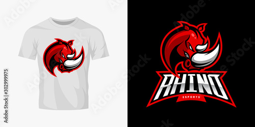 Premium quality esports team mascot rhino vector logo isolated emblem set. Savage wild animal sport logotype label illustration. Amazing gaming warrior hero character t-shirt badge print design bundle