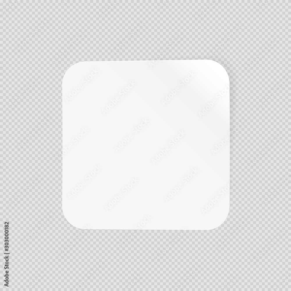 Vector illustration of rounded square sticker. Empty white sticker template isolated on transparent background. It can be used as a mock up or design element for your own projects. Vector illustration of rounded square sticker. Empty white sticker template isolated on transparent background. It can be used as a mock up or design element for your own projects.