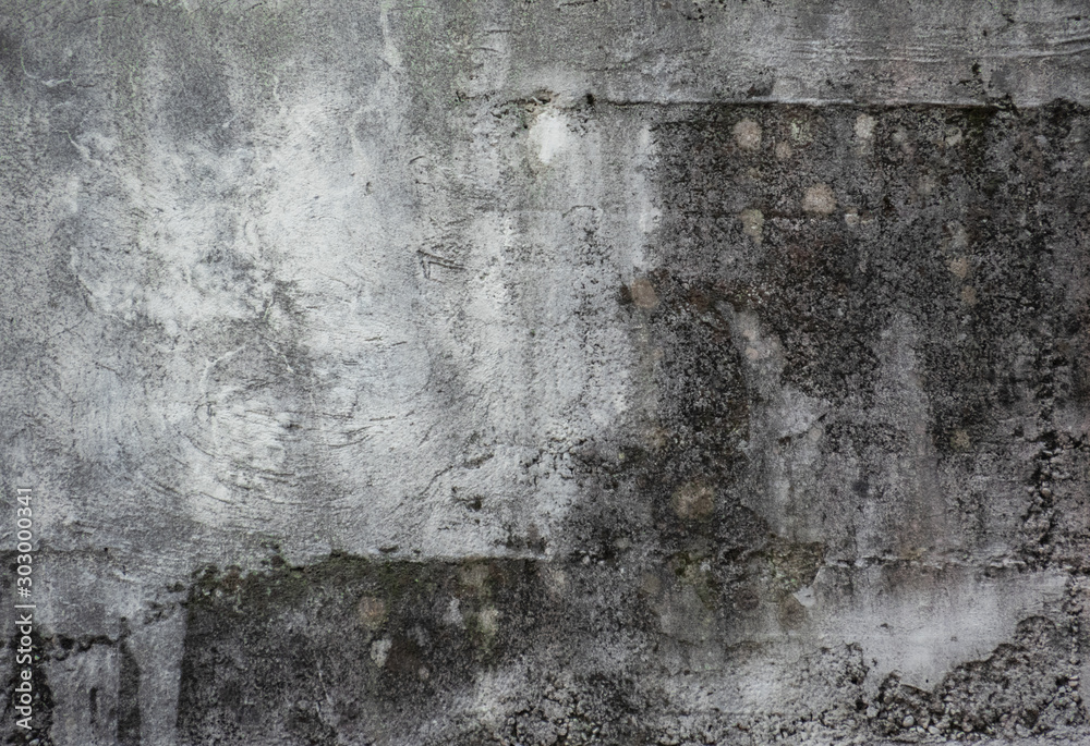 concrete surface blackened by time, covered with mold. cement texture