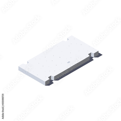 Concrete slab icon in flat style, vector