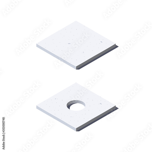 Concrete slab icon in flat style, vector