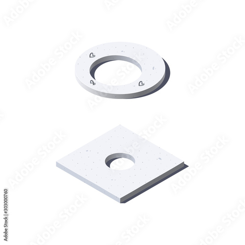Concrete slab icon in flat style, vector