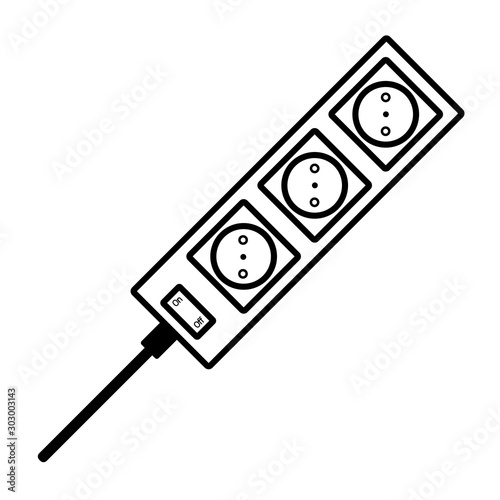 Vector of flat icon, electric power strip on isolated background