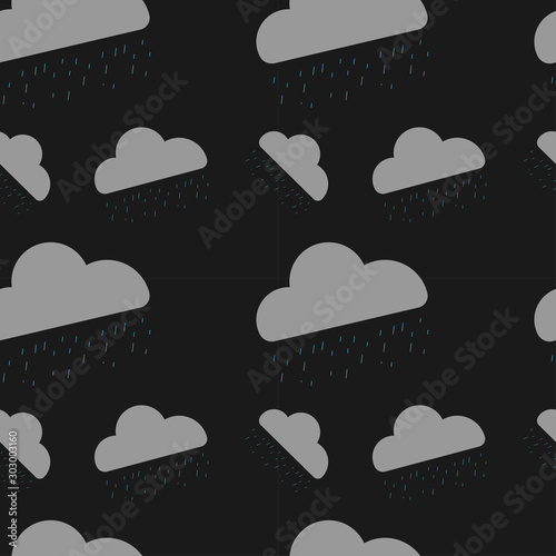 Seamless pattern with clouds and rain