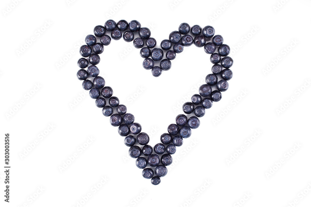 Heart made of huckleberry isolated on a white background. Heart made of huckleberry isolated on a white background.