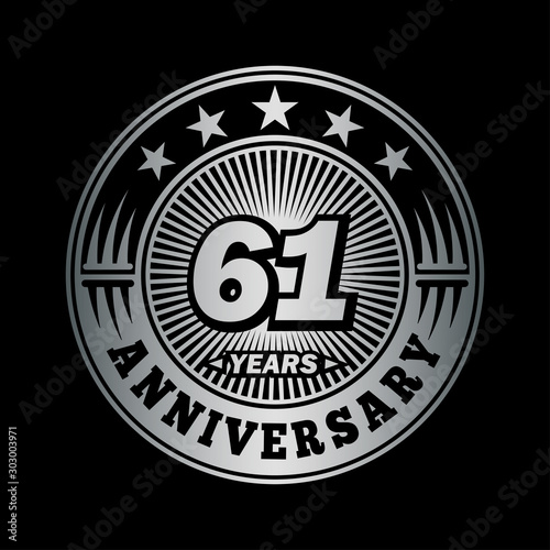 61 years anniversary celebration logo design. Vector and illustration.