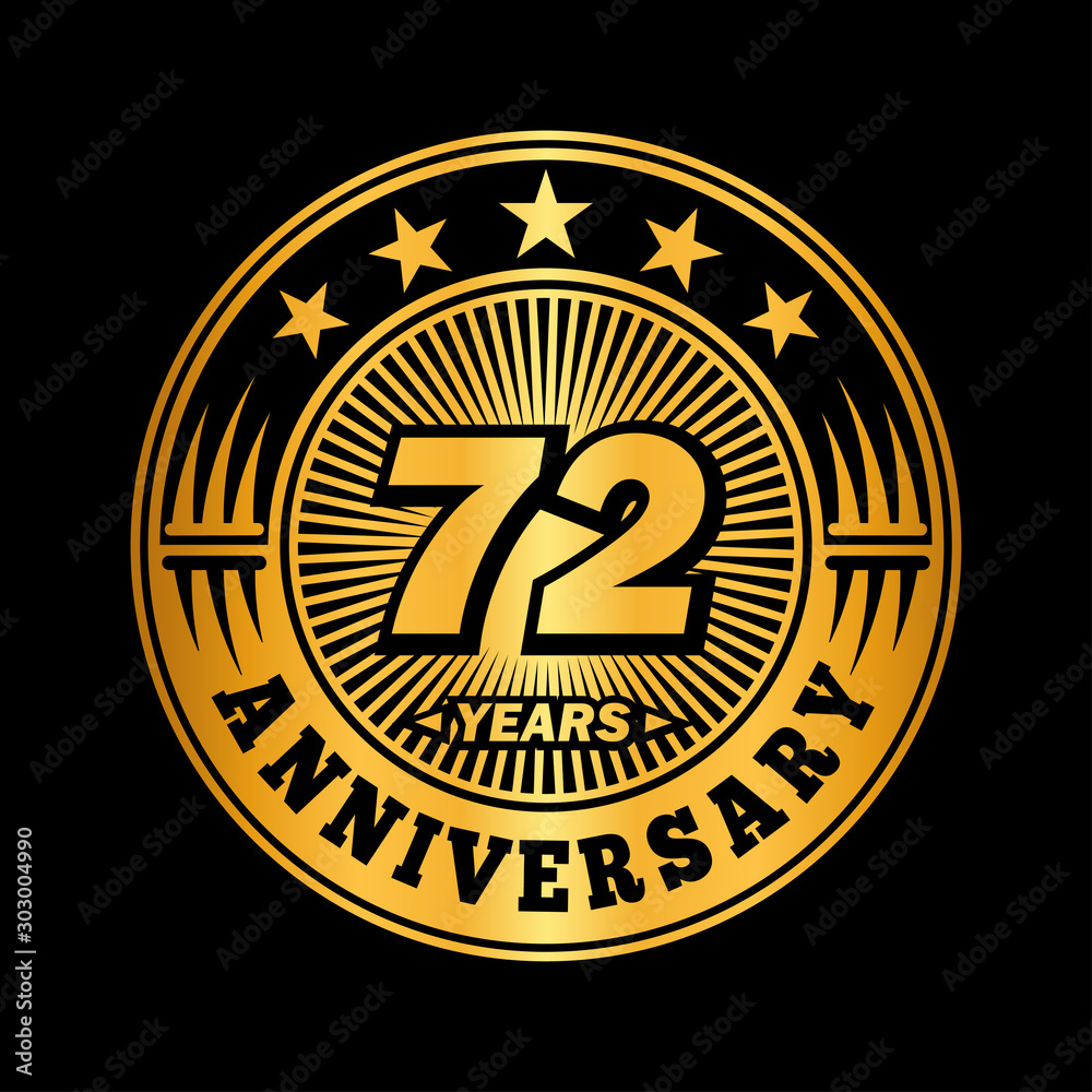 72 years anniversary celebration logo design. Vector and illustration.