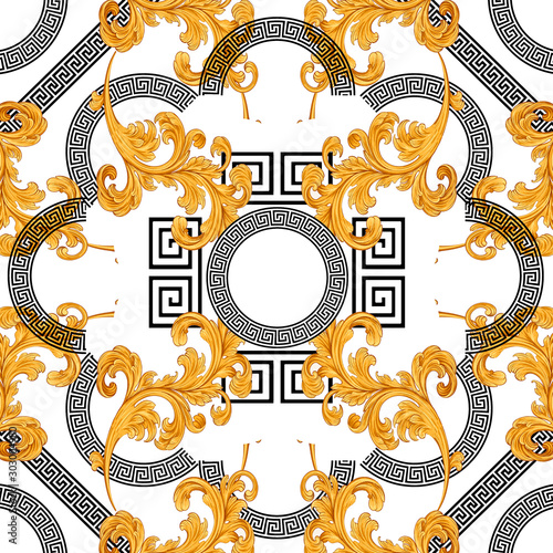 baroque with circle greek design seamless pattern photo
