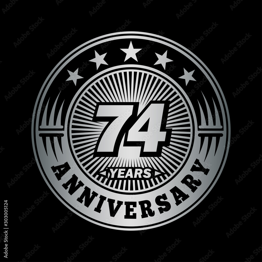 74 years anniversary celebration logo design. Vector and illustration.