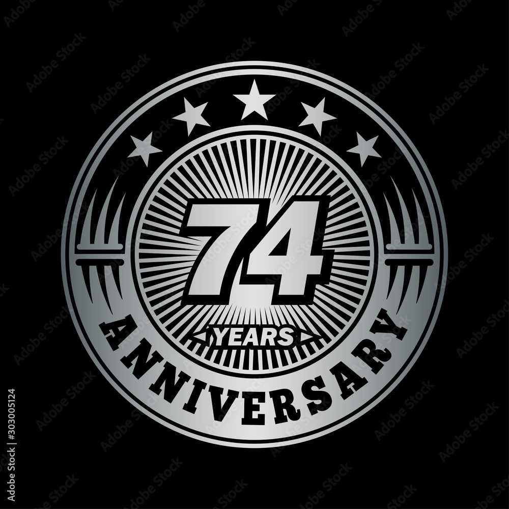 Fototapeta premium 74 years anniversary celebration logo design. Vector and illustration.