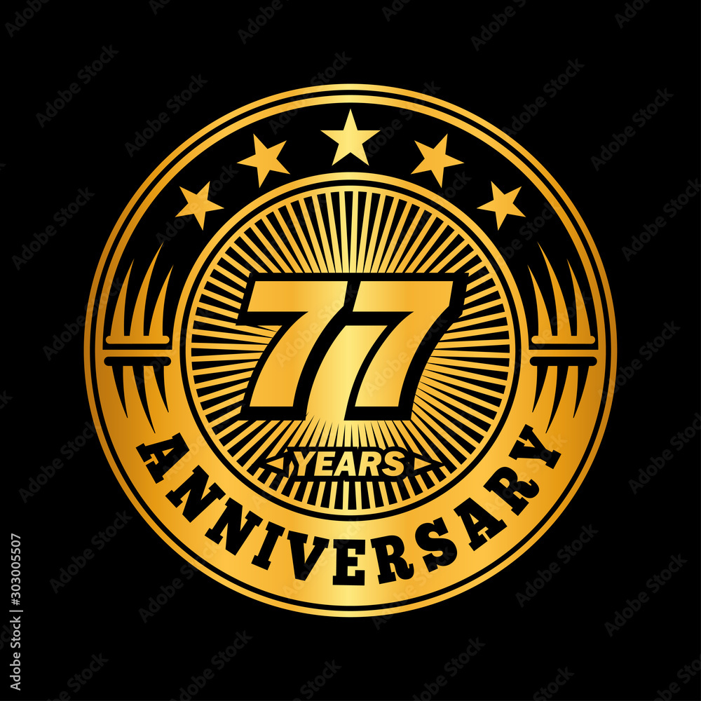 77 years anniversary celebration logo design. Vector and illustration.