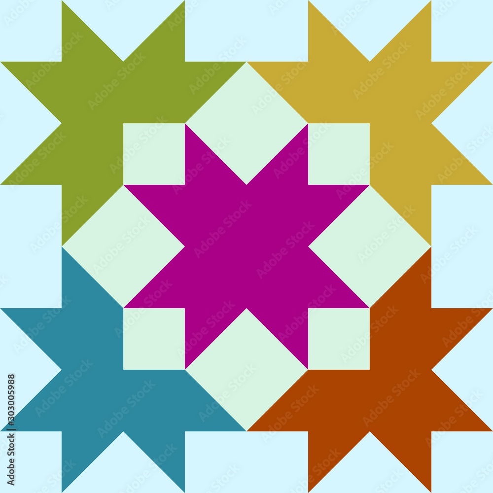 Barn quilt pattern, Patchwork design, Abstract geometric tiled trail Vector illustration Barn quilt pattern, Patchwork design, Abstract geometric tiled trail Vector illustration