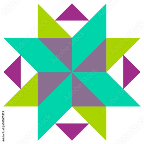 Barn quilt pattern, Patchwork design, Abstract geometric tiled trail Vector illustration