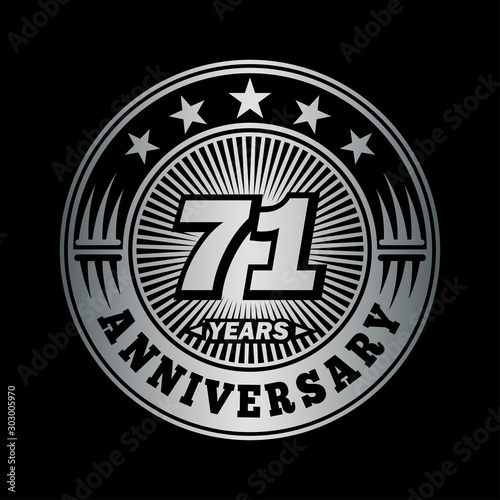 71 years anniversary celebration logo design. Vector and illustration.