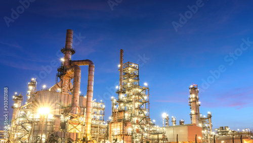 Close-up Industrial oil and gas refinery area at night. © JT Jeeraphun