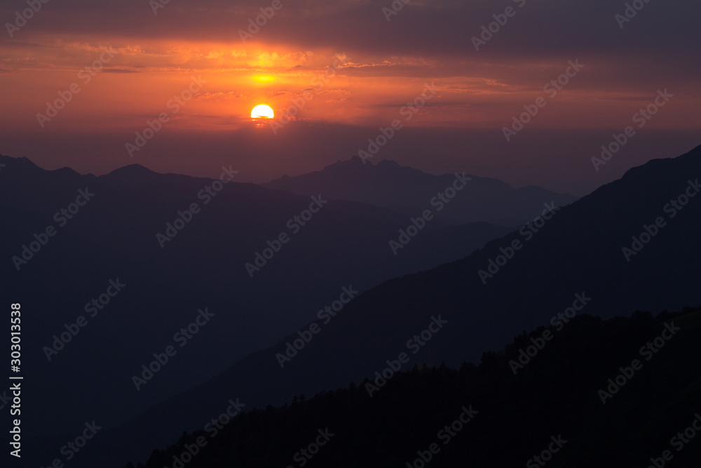 Sunset in the mountains