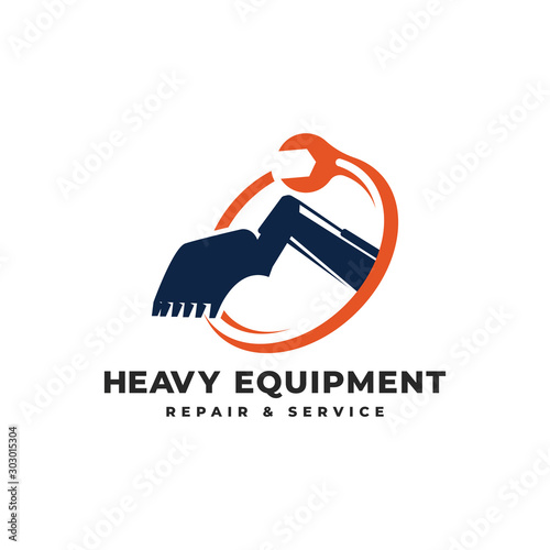 Heavy Equipment Repair & Service Logo Vector Icon Illustration