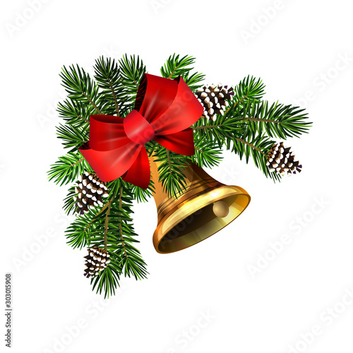 Christmas fir garland on white Vector