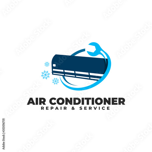 Air Conditioner Repair & Service Logo Vector Icon Illustration
